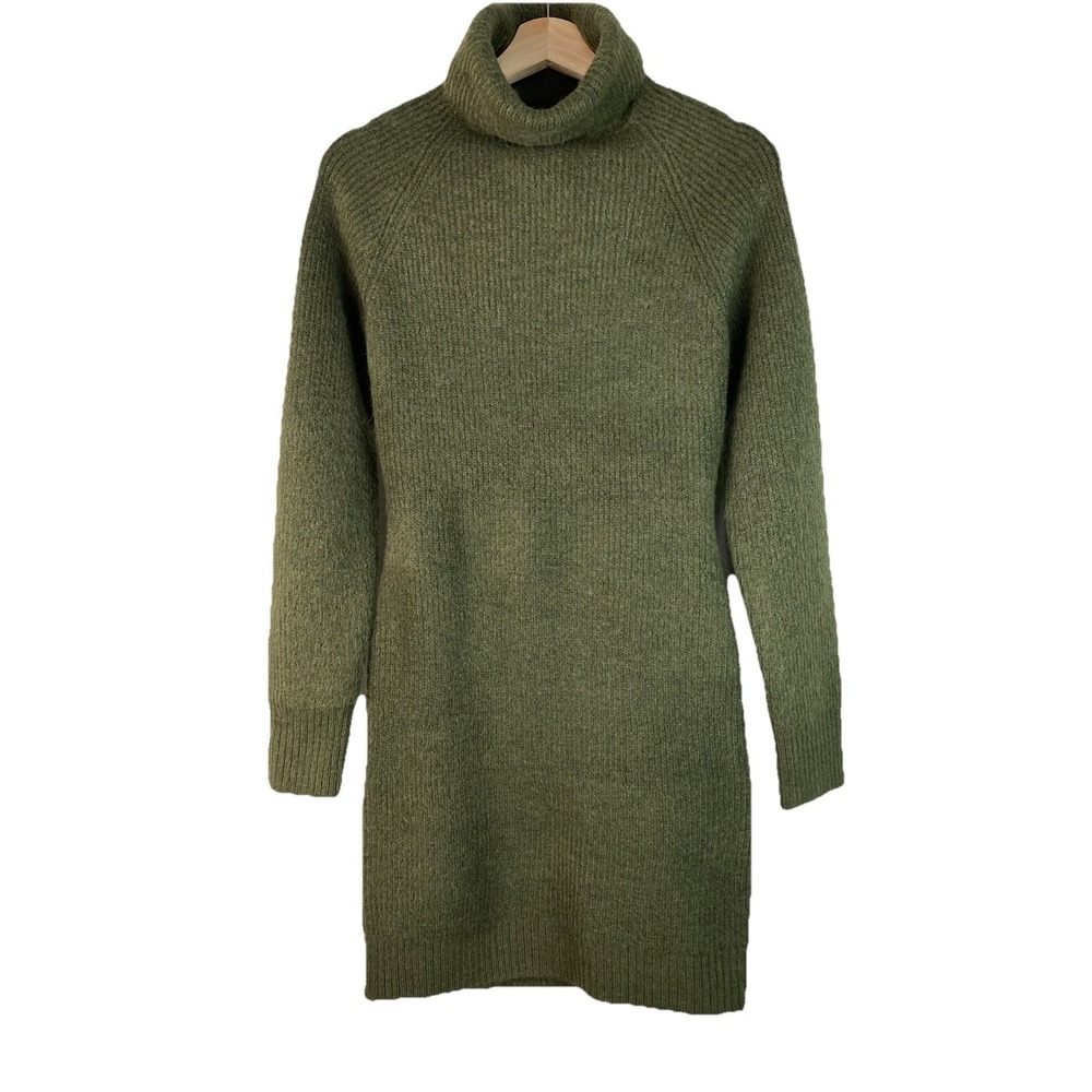 NWT Lulus Women's L Green Ribbed Open Lace Up Back Bodycon Sweater Dress
